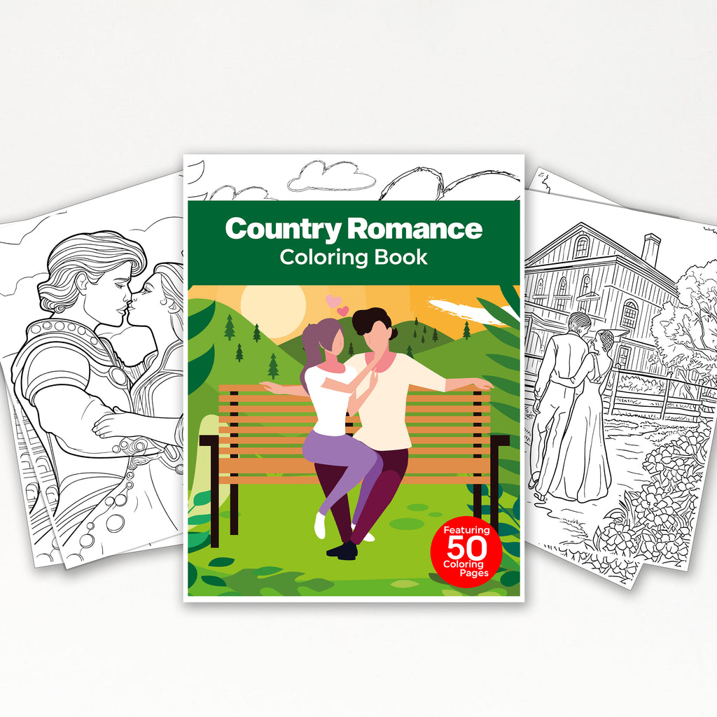 50 Country Romance Printable Coloring Pages For Adults (INSTANT DOWNLO ...