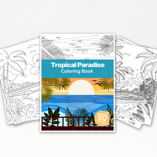 50 Tropical Paradise Printable Coloring Pages For Kids & Adults (INSTANT DOWNLOAD)