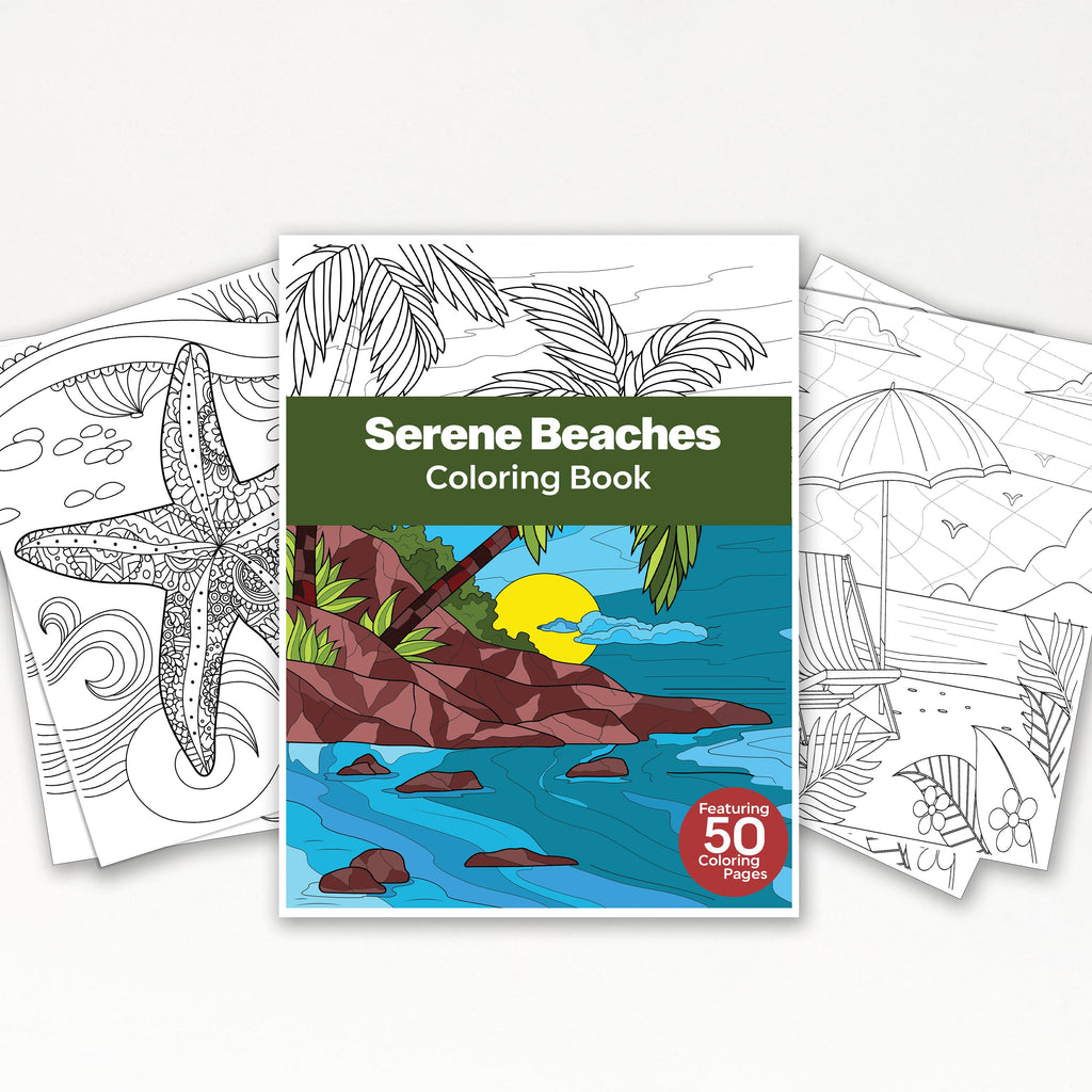 50 Serene Beach Printable Coloring Pages For Kids &amp; Adults (INSTANT DO ...