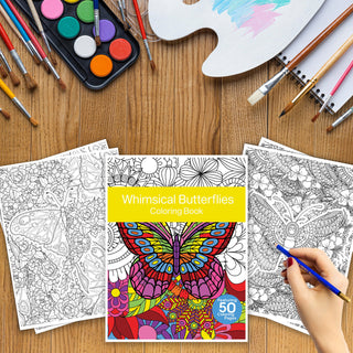 50 Whimsical Butterfly Printable Coloring Pages For Kids & Adults (INSTANT DOWNLOAD)