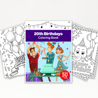 50 Festive 20th Birthday Printable Coloring Pages For Kids & Adults (INSTANT DOWNLOAD)