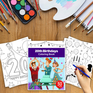 50 Festive 20th Birthday Printable Coloring Pages For Kids & Adults (INSTANT DOWNLOAD)