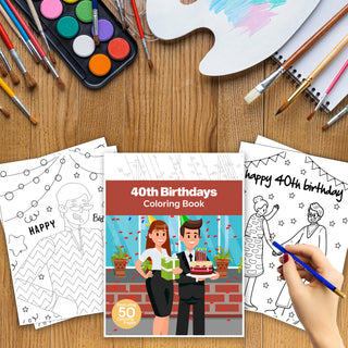 50 Celebratory 40th Birthday Printable Coloring Pages For Kids & Adults (INSTANT DOWNLOAD)