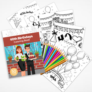 50 Celebratory 40th Birthday Printable Coloring Pages For Kids & Adults (INSTANT DOWNLOAD)