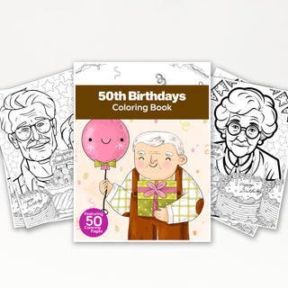 50 Golden 50th Birthday Printable Coloring Pages For Kids & Adults (INSTANT DOWNLOAD)