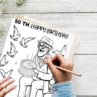 50 Golden 50th Birthday Printable Coloring Pages For Kids & Adults (INSTANT DOWNLOAD)