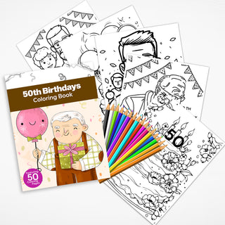 50 Golden 50th Birthday Printable Coloring Pages For Kids & Adults (INSTANT DOWNLOAD)