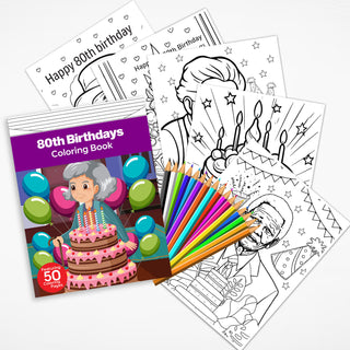 50 Celebratory 80th Birthday Printable Coloring Pages For Kids & Adults (INSTANT DOWNLOAD)