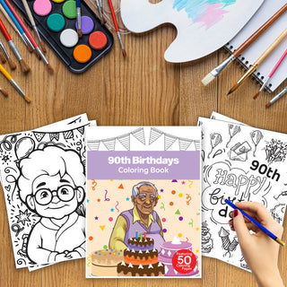 50 Memorable 90th Birthday Printable Coloring Pages For Kids & Adults (INSTANT DOWNLOAD)