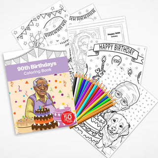 50 Memorable 90th Birthday Printable Coloring Pages For Kids & Adults (INSTANT DOWNLOAD)