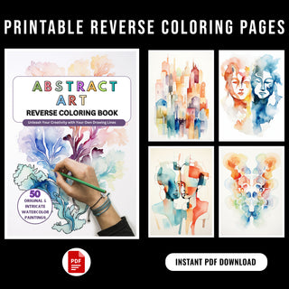 50 Abstract Art Printable Reverse Coloring Pages For Kids And Adults [INSTANT DOWNLOAD]