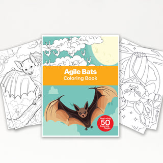 50 Agile Bats Printable Coloring Pages For Kids & Adults (INSTANT DOWNLOAD)