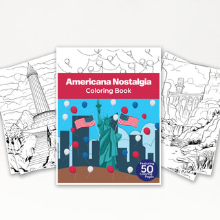 50 Americana Nostalgia Printable Coloring Pages For Kids & Adults (INSTANT DOWNLOAD)
