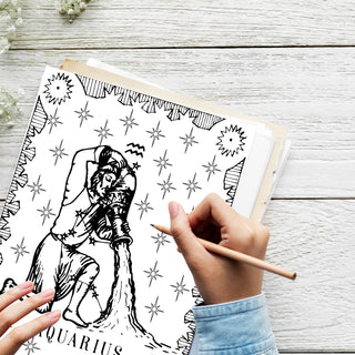 50 Amazing Aquarius Printable Coloring Pages for Kids & Adults (INSTANT DOWNLOAD)