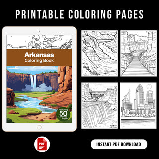 50 Enchanting Arkansas Printable Coloring Pages For Kids & Adults (INSTANT DOWNLOAD)