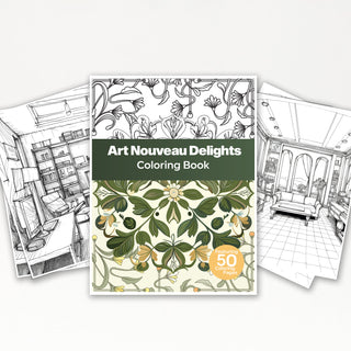 50 Art Nouveau Delight Printable Coloring Pages For Kids & Adults (INSTANT DOWNLOAD)