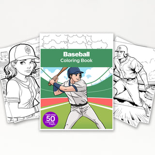 50 Baseball Printable Coloring Pages For Kids & Adults (INSTANT DOWNLOAD)