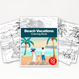 50 Beach Vacation Printable Coloring Pages For Kids & Adults (INSTANT DOWNLOAD)