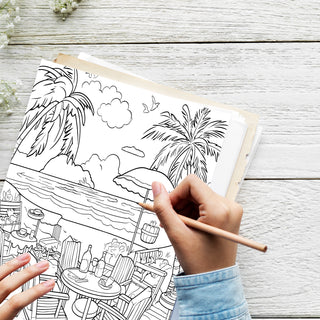 50 Beach Vacation Printable Coloring Pages For Kids & Adults (INSTANT DOWNLOAD)