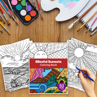 50 Blissful Sunset Printable Coloring Pages For Kids & Adults (INSTANT DOWNLOAD)