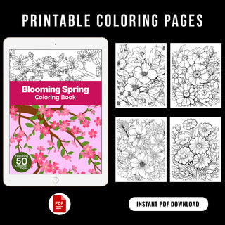 50 Delightful Spring Printable Coloring Pages For Kids & Adults (INSTANT DOWNLOAD)