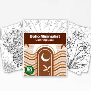 50 Boho Minimalist Printable Coloring Pages For Kids & Adults (INSTANT DOWNLOAD)