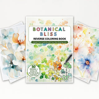 50 Botanical Bliss Printable Reverse Coloring Pages For Kids And Adults [INSTANT DOWNLOAD]