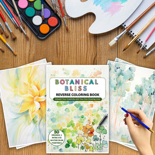 50 Botanical Bliss Printable Reverse Coloring Pages For Kids And Adults [INSTANT DOWNLOAD]