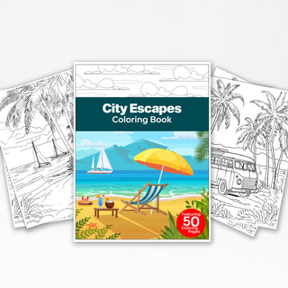 50 City Escape Printable Coloring Pages For Kids & Adults (INSTANT DOWNLOAD)