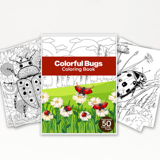 50 Colorful Bugs Printable Coloring Pages For Kids & Adults (INSTANT DOWNLOAD)