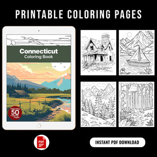 50 Charming Connecticut Printable Coloring Pages For Kids & Adults (INSTANT DOWNLOAD)