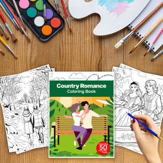 50 Country Romance Printable Coloring Pages For Adults (INSTANT DOWNLOAD)