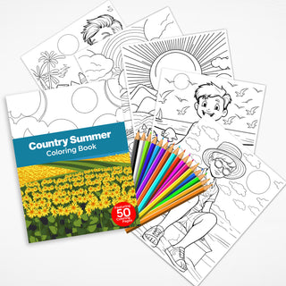 50 Radiant Country Summer Printable Coloring Pages For Kids & Adults (INSTANT DOWNLOAD)