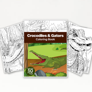 50 Crocodile & Gator Printable Coloring Pages For Kids & Adults (INSTANT DOWNLOAD)