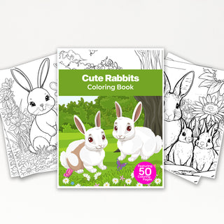 50 Playful Rabbit Printable Coloring Pages For Kids & Adults (INSTANT DOWNLOAD)