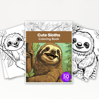 50 Tranquil Sloth Printable Coloring Pages For Kids & Adults (INSTANT DOWNLOAD)