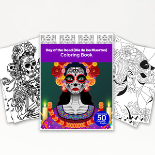 50 Day Of The Dead Printable Coloring Pages For Kids & Adults (INSTANT DOWNLOAD)