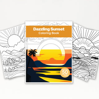 50 Dazzling Sunset Printable Coloring Pages For Kids & Adults (INSTANT DOWNLOAD)