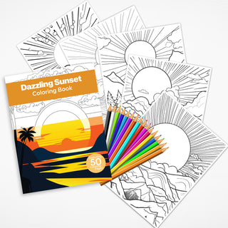 50 Dazzling Sunset Printable Coloring Pages For Kids & Adults (INSTANT DOWNLOAD)