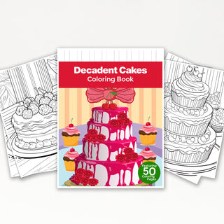 50 Decadent Cake Printable Coloring Pages For Kids & Adults (INSTANT DOWNLOAD)