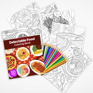 50 Delectable Food Printable Coloring Pages For Kids & Adults (INSTANT DOWNLOAD)
