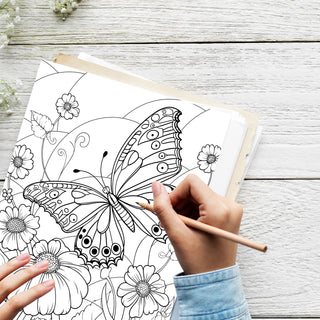 Delicate Butterfly Garden Printable Coloring Pages For Kids & Adults (INSTANT DOWNLOAD)
