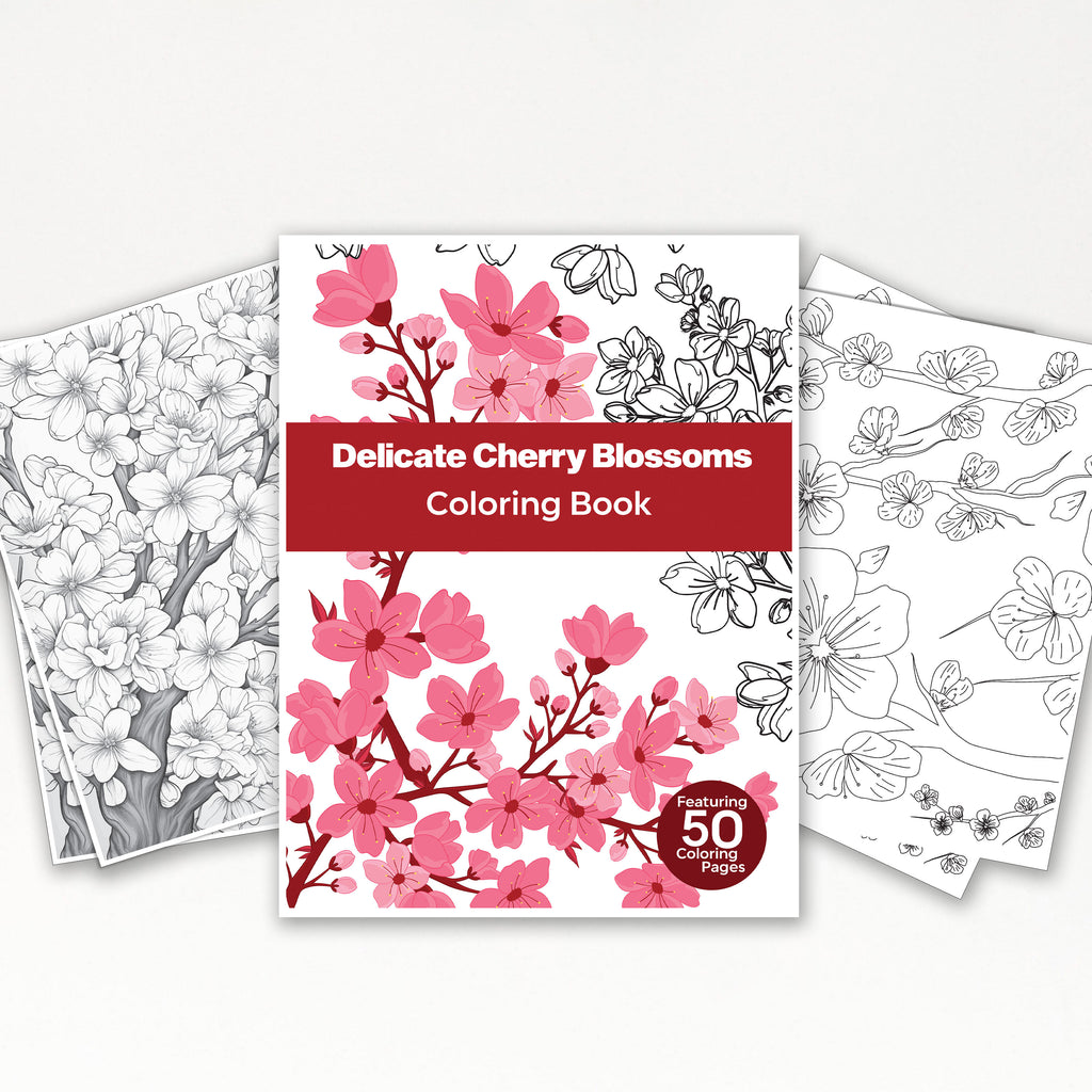 Delicate Cherry Blossom Printable Coloring Pages For Kids & Adults (IN ...