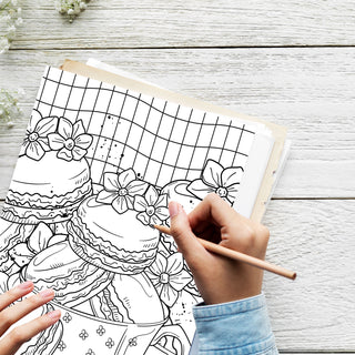 50 Designer Dessert Printable Coloring Pages For Kids & Adults (INSTANT DOWNLOAD)