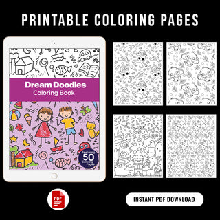 50 Dream Doodle Printable Coloring Pages For Kids & Adults (INSTANT DOWNLOAD)