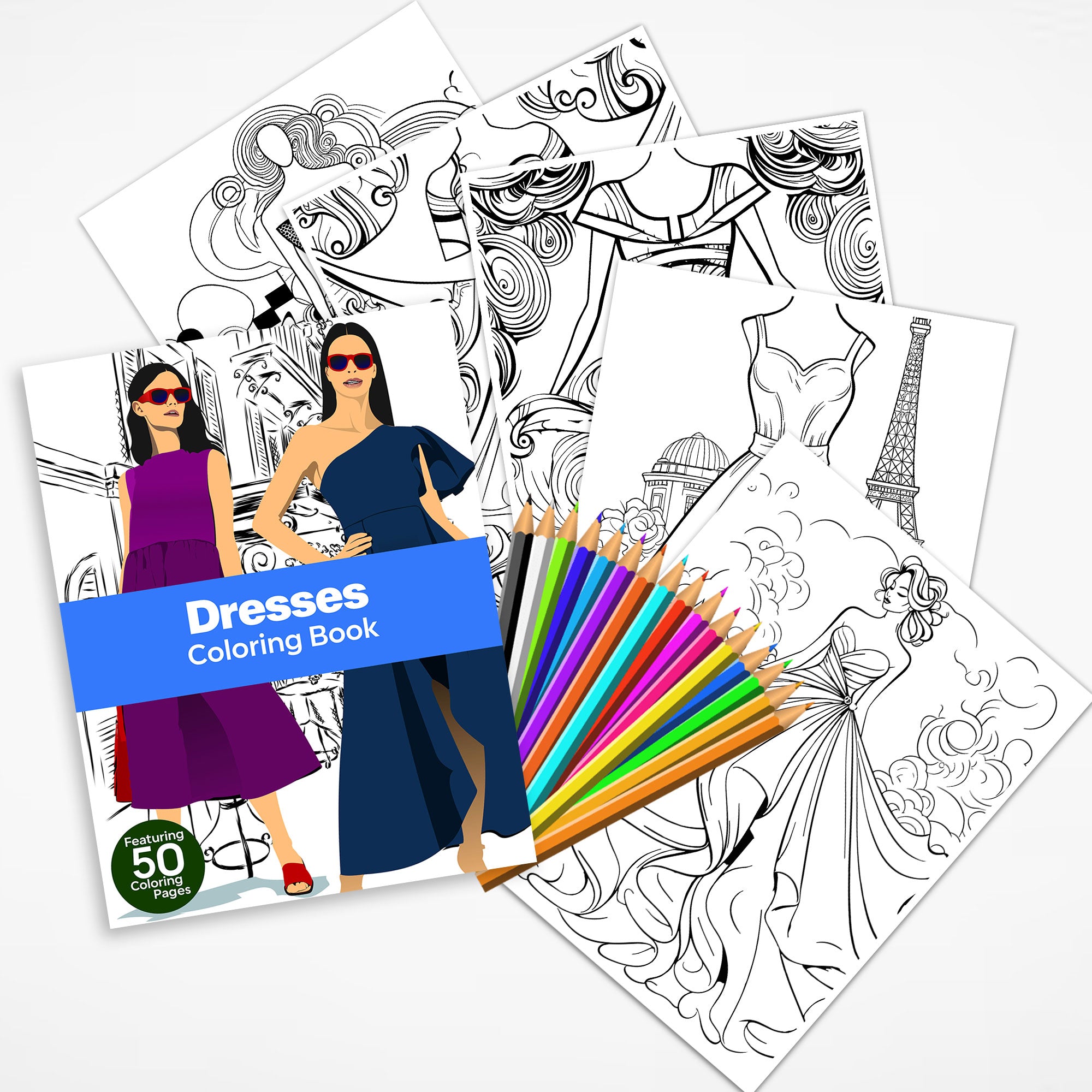 fashion dress coloring pages 50 Elegant Dresses Printable Coloring Pages For Kids & Adults (INSTANT – The Fifth Element Life