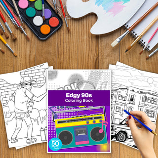 50 Edgy 90s Printable Coloring Pages For Kids & Adults (INSTANT DOWNLOAD)