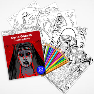 50 Eerie Ghost Printable Coloring Pages For Kids & Adults (INSTANT DOWNLOAD)