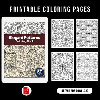 50 Elegant Patterns Printable Coloring Book For Kids & Adults (INSTANT DOWNLOAD)