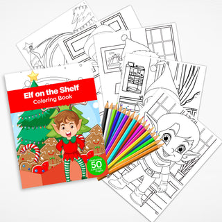 50 Elf On The Shelf Printable Coloring Pages For Kids & Adults (INSTANT DOWNLOAD)